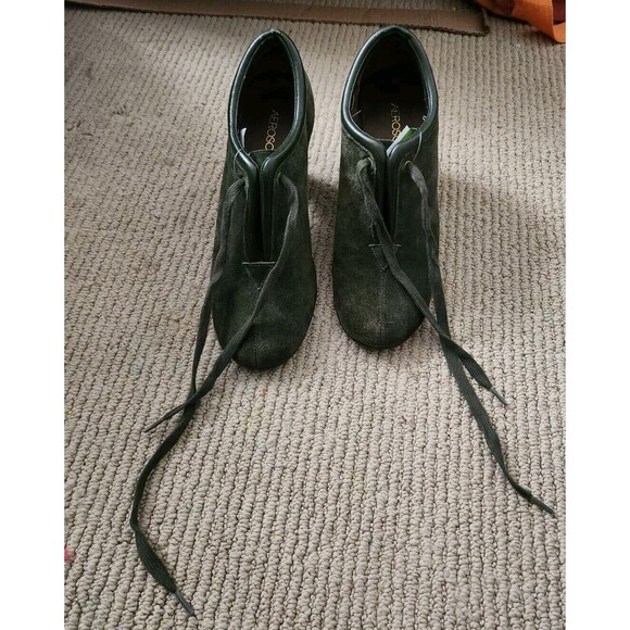 Aerosoles Women's Role Reversal Bootie Heel Green Suede Oxford Style Size 7 - Picture 12 of 14
